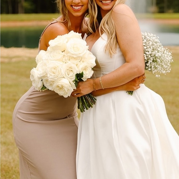 Birdy Grey Fitted Taupe Bridesmaids Dress Size XS - Picture 4 of 4